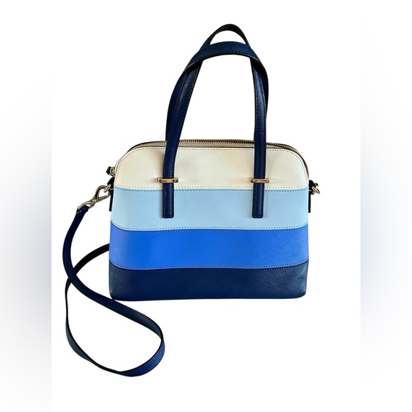 Kate Spade Blue and Cream Colorblock Satchel Crossbody - Picture 2 of 10